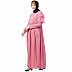 Polka dotted maxi dress abaya- Puce Pink Polka dotted maxi dress abaya- Puce Pink